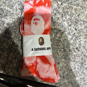Bape socks red tie dye